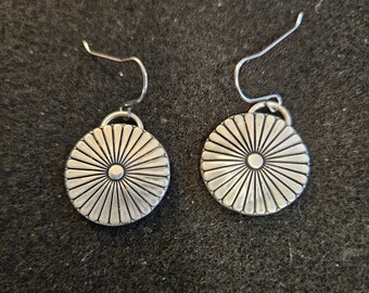 Hand-made Hand-stamped Pewter Concho Earrings
