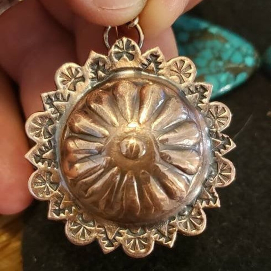 Handmade Handstamped Copper Concho Earrings Etsy