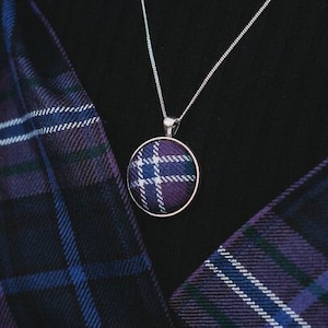 Scotland Forever tartan pendant | Scotland Forever tartan necklace | Scotland tartan jewelry (with sterling silver chain)