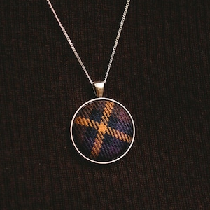 Wild Heather tartan pendant | Wild Heather tartan necklace | Scotland tartan jewelry (with sterling silver chain)