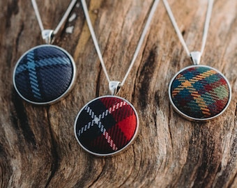 Bespoke Scottish tartan necklace (Choose your tartan) | Tartan jewelry | Custom tartan pendant gift for her