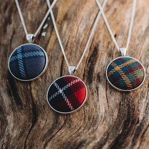 Bespoke Scottish tartan necklace (Choose your tartan) | Tartan jewelry | Custom tartan pendant gift for her