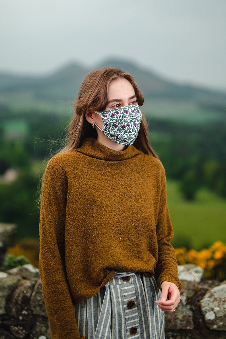 3 layers Scottish face mask with nose bridge Washable cotton Etsy