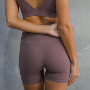 Gym Shorts pockets brown flattering running seamless image 1