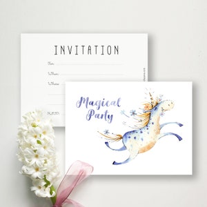 Digital print, clipart download. Delicate watercolor. Handmade illustration. Cute animal. Happy Unicorn. Happy Birthday, Party, Invitation