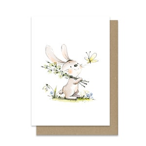 Cartolina fatta a mano su carta premium. Buona Pasqua. Coniglietto carino. Cartolina di Pasqua. Simpatica Carta coniglio. Regalo originale. Cartolina da incorniciare