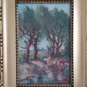 Dutch Landscape Oil Painting, 1930s Oil on Board