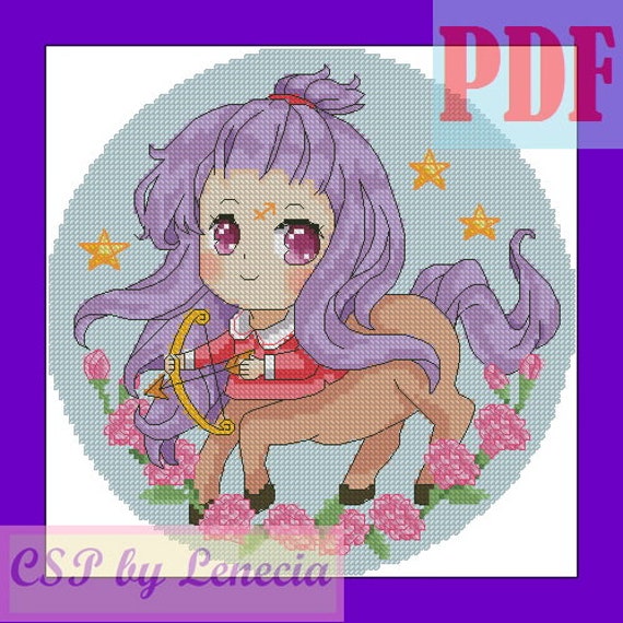 Cross Stitch Pattern PDF Sagittarius Zodiac Sign