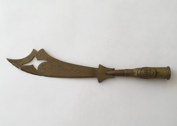 Wwi Brass Trench Art Letter Opener Etsy