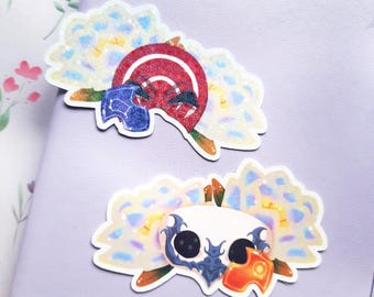 Pegatina de vinilo impermeable con la imagen de la Flor de Elpis de Final Fantasy XIV, Azem, Emet y la Piedra de Hades, de la Antigua Convocatoria de los Catorce Máscaras.