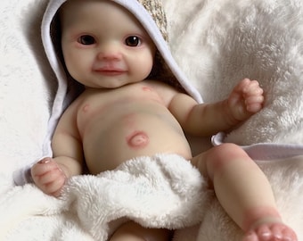12-inch silicone reborn baby doll, silicone baby girl with open eyes, special gift, full silicone body