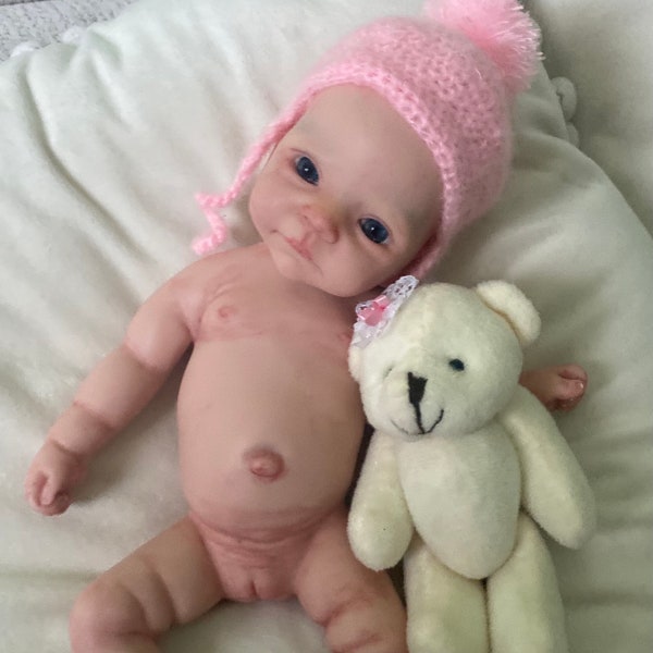 mini silicone baby doll 11 inch bebe girl open eyes, full body silicone platinum