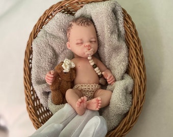 mini poupée bébé en silicone fille 5 pouces, silicone complet du corps