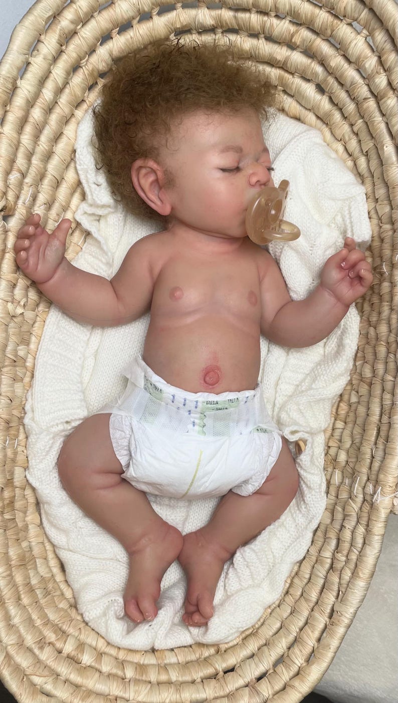 Full Body Silicone Baby doll, Hand Rooted Mohair, Realistic Reborn , Platinum Silicone, Silicona Cuerpo Completo , Drink and Well imagen 6