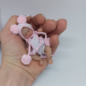Full body silicone baby girl 8.5cm 3.4 in full silicone baby, newborn doll image 3