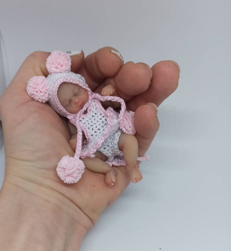 Full body silicone baby girl 8.5cm 3.4 in full silicone baby, newborn doll image 3