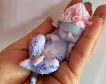 Full body platinum silicone baby, 3.5 inch fantasy avatar baby
