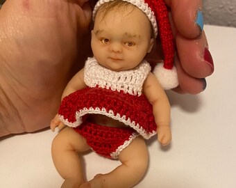 Mini baby silicone Christmas, Full body silicone baby girl 12cm [4,8"]