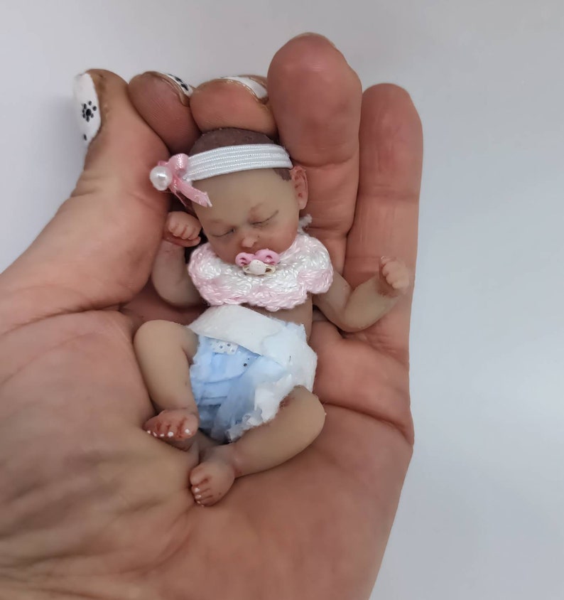 Full body silicone baby girl 8.5cm 3.4 in full silicone baby, newborn doll image 2