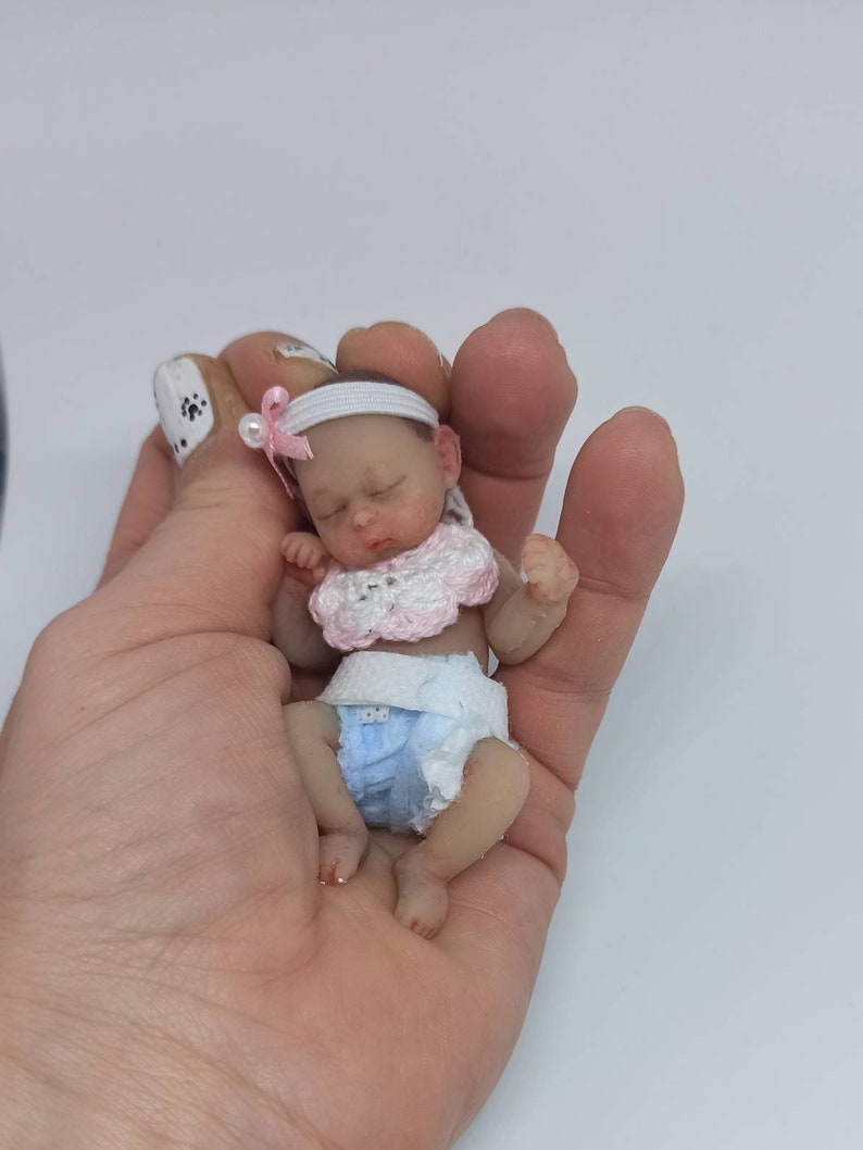 Full body silicone baby girl 8.5cm 3.4 in full silicone baby, newborn doll image 6