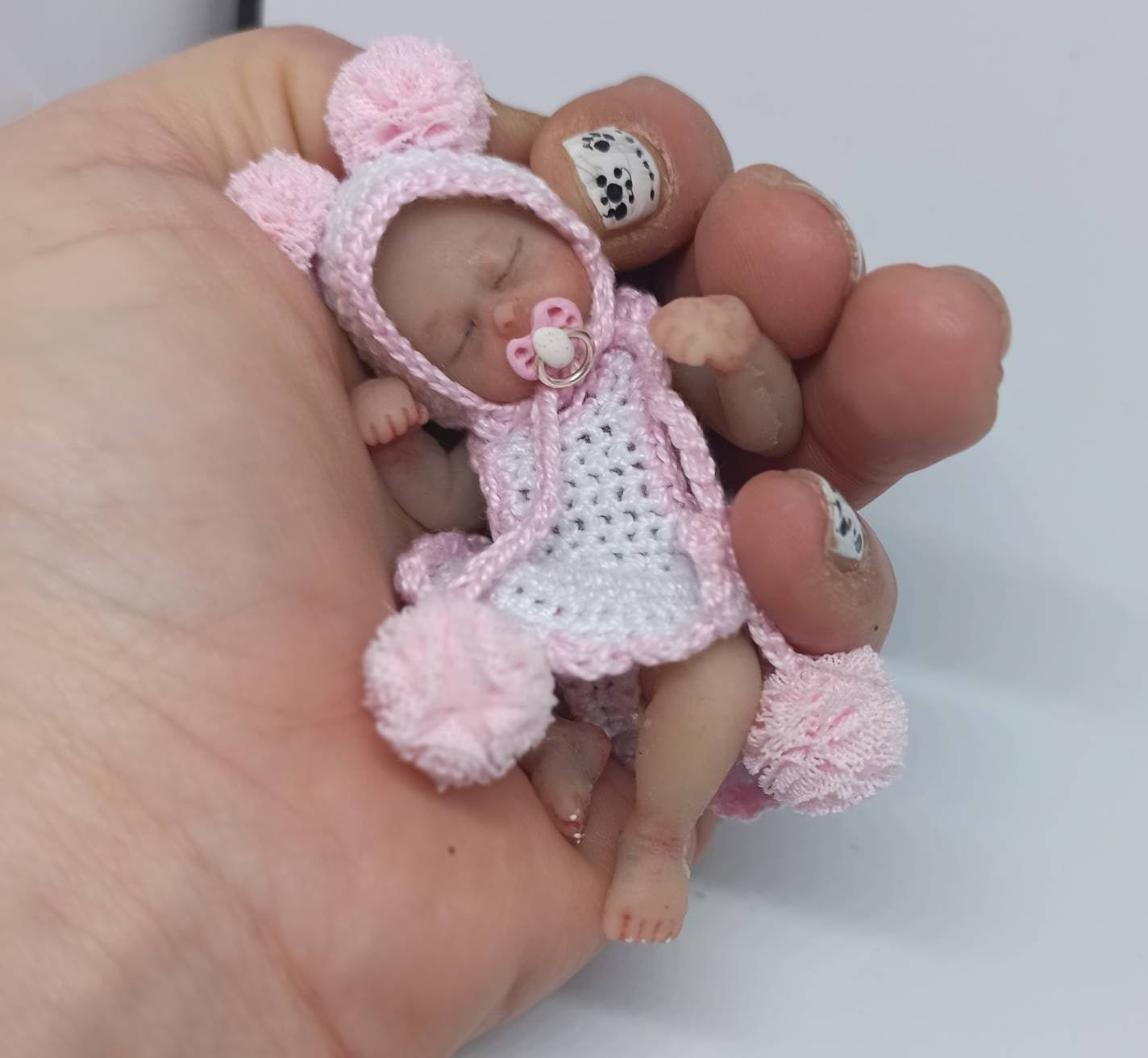 Full Body Silicone Baby Girl 8.5cm 3.4 In Full Silicone Baby, Newborn Doll  