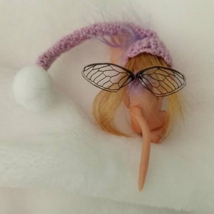 Little fairy baby with pink wool hat, realistic fantasy babies, 1:12 scale Micro newborn baby, Lovely Keepsake Gift, miniature baby image 10
