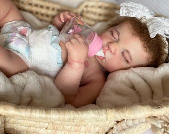 Silicone Baby Doll Full Body 18” Rooted Hair with Drink System Realistic Reborn Newborn