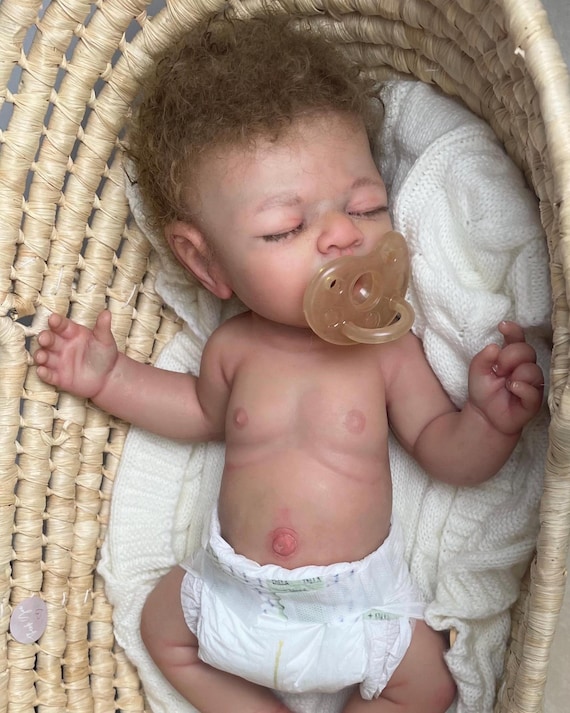 Full Body Silicone Baby doll, Hand Rooted Mohair, Realistic Reborn , Platinum Silicone, Silicona Cuerpo Completo , Drink and Well