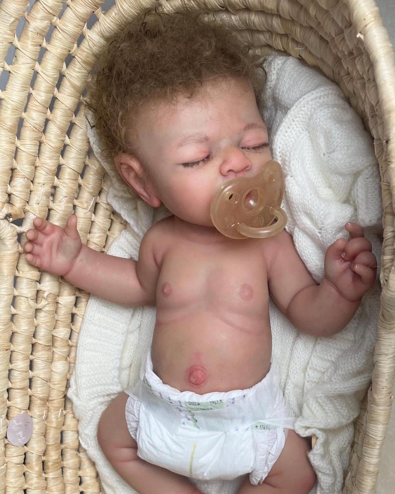 Full Body Silicone Baby doll, Hand Rooted Mohair, Realistic Reborn , Platinum Silicone, Silicona Cuerpo Completo , Drink and Well imagen 1