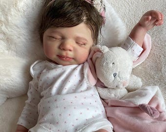 Bebé  silicona platino cuerpo completo 18 inch cabello enraizado mohair