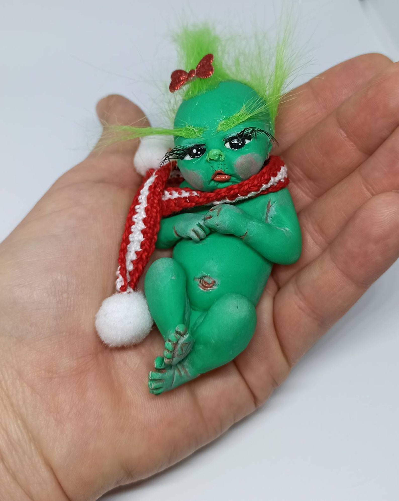 Baby Grinch Girl Doll Miniature Mini Fantasy Green Baby Doll Etsy