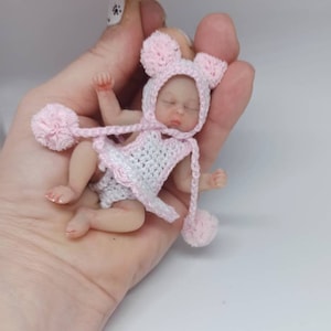 Full body silicone baby girl 8.5cm 3.4 in full silicone baby, newborn doll image 7