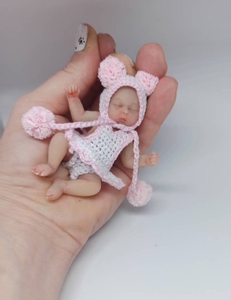 Full body silicone baby girl 8.5cm 3.4 in full silicone baby, newborn doll image 7