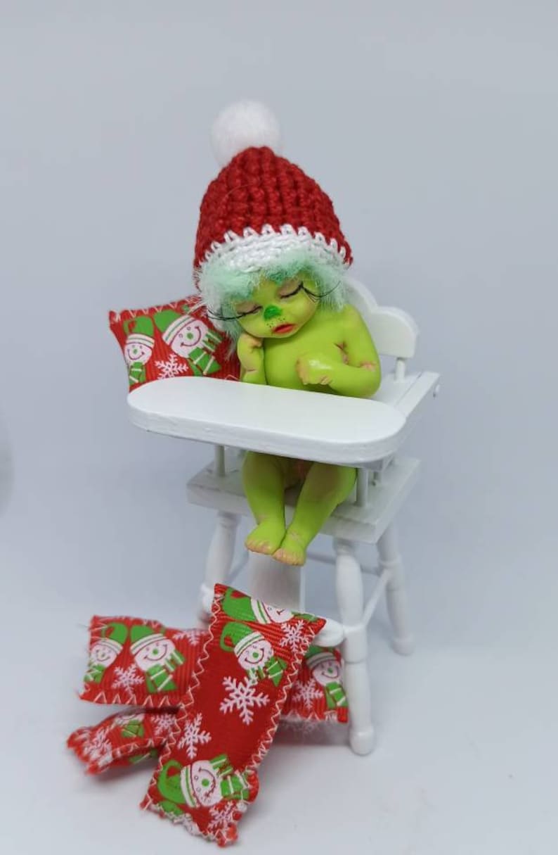 Baby grinch boy doll miniature mini fantasy green baby doll Etsy