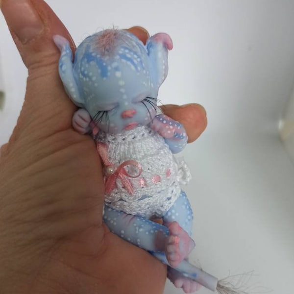 Mini baby blue elf platinum silicone 4.5 ", mini babyGIRL silicone, full body platinum silicone baby, full body silicone