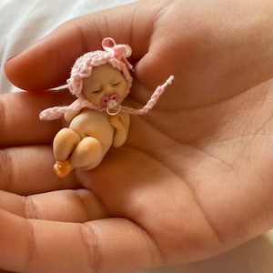 Micro baby sweet dreams from polymer clay, Polymer Clay Babies Micro Mini Baby girl SIZE 1.5" Gift Collectible Keepsake,