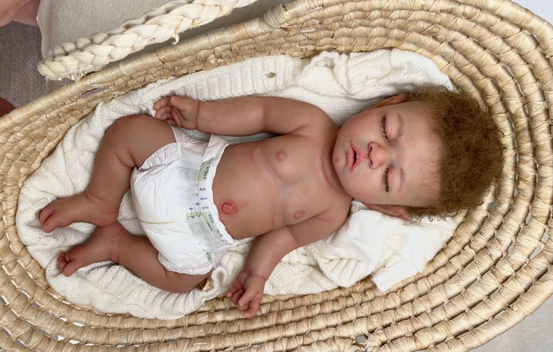 Full Body Silicone Baby doll, Hand Rooted Mohair, Realistic Reborn , Platinum Silicone, Silicona Cuerpo Completo , Drink and Well imagen 8