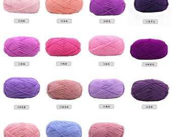 Serie Rosa y Púrpura - 5 capas 50g algodón de leche de alta calidad tejiendo hilo de ganchillo lana de bebé