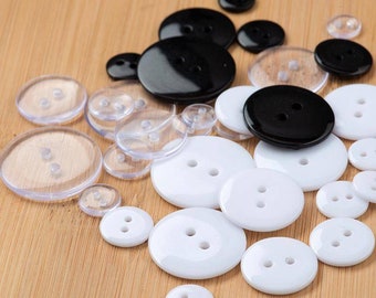 9mm/10mm/11.5mm/12.5mm/15mm/18mm/20mm/23mm/25mm Clear/Black / White 2-Holes/4-Holes Resin Buttons for Sewing Sweaters Shirts