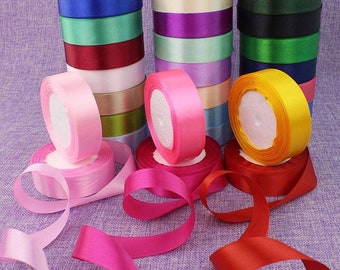 36Colors 22m/roll 25mm Single SIDED Satin Ribbon Gift Party Wedding Decoration