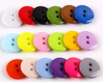 100pcs 9mm/10mm/11.5mm/12.5mm Round 2-Holes Resin Buttons for Sewing DIY Craft Planting Phone Case