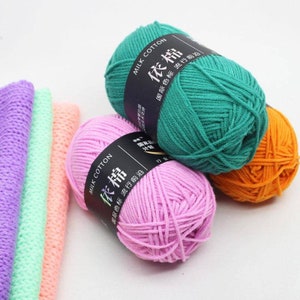 4 Roll Milk Cotton Crochet Yarn 200g, 440 Yards (04 Lilac) – TANLITA