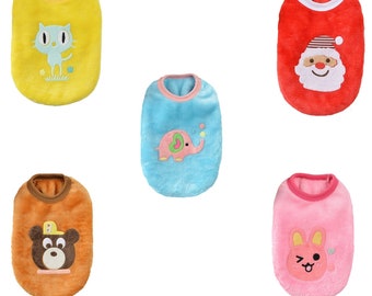 5Style XXXS/XXS/XS Cute Animal Thick Flannel Mini Puppy Sweater Clothes Clothing For Baby Pet Teacup Small Dogs Cats