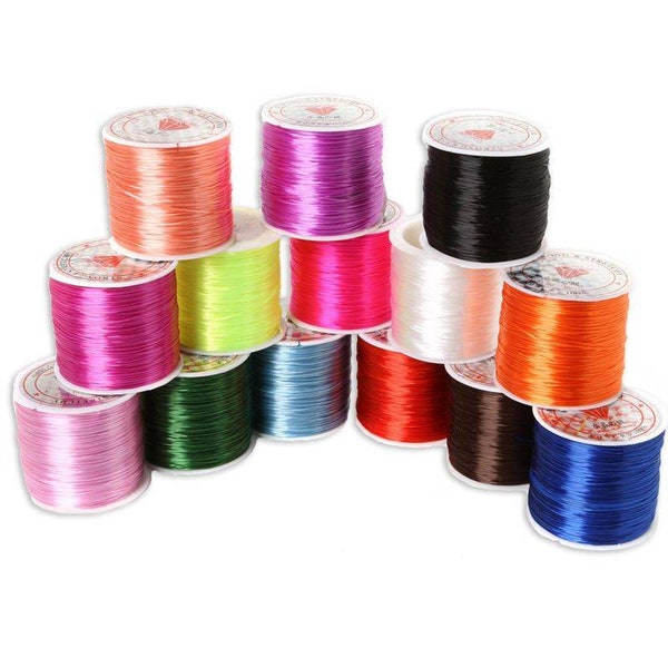 14Colors 0.7mm * 50m / rouleau Élastique Stretchy Beading Thread Cord Bracelet String Pour la fabrication de bijoux