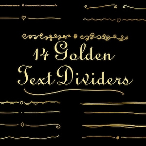 May include: A set of 14 gold text dividers, each with a different design. The dividers are ideal for adding a touch of elegance to any document or project.