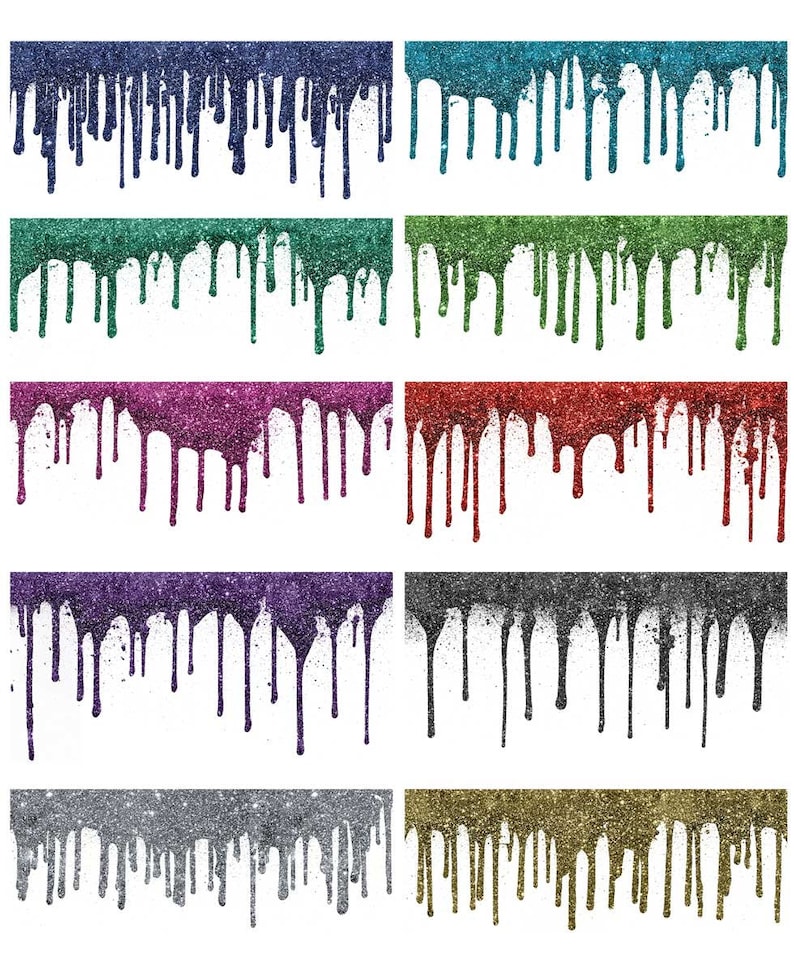 PNG Instant Download Color Glitter Drips Drippy Borders Etsy