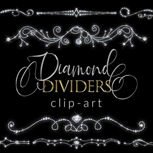 16 PNG Diamond Text Dividers, ClipArt, Gemstone Design elements, Instant download, Ornamental Dividers, Separators, Diamond ornaments