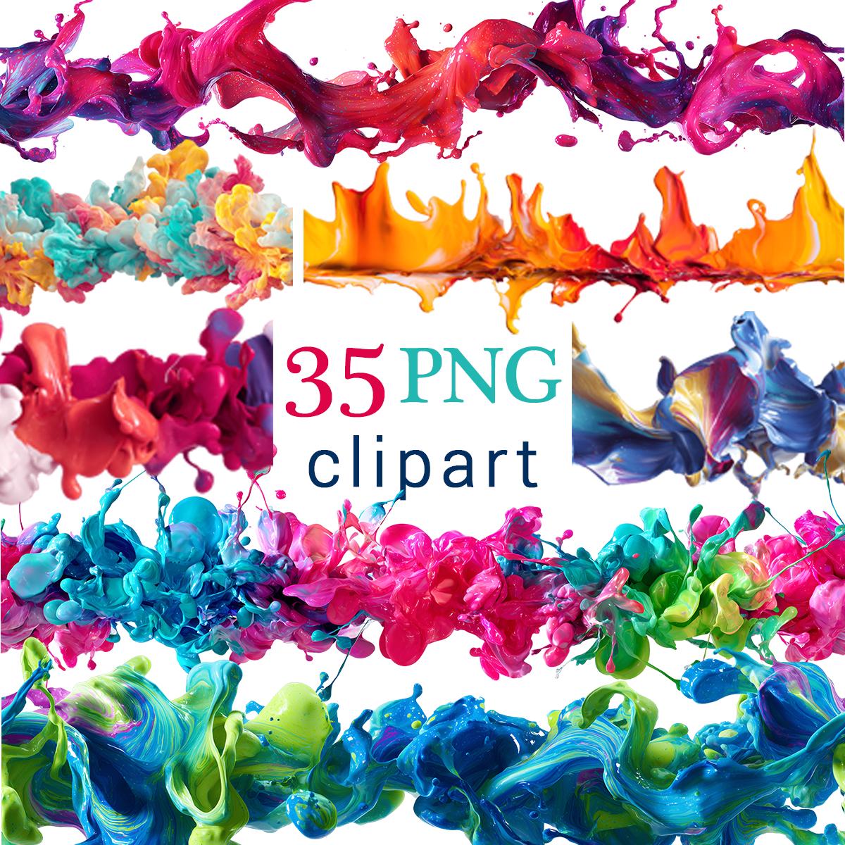 Seamless Color Splash Borders Clipart, Abstract Paint Splashes ...