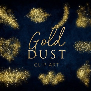 16 PNG Digital Gold Dust, download immediato, elementi di design, clip art, sovrapposizioni di polvere d'oro, polvere d'oro luminosa