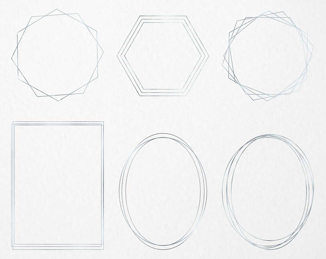 14 Silver Frames Digital Pack Instant Download Design | Etsy